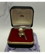 Vintage SWANK Cultured Pearl Gold Tone Tie Tack Pin Stay  w/Case NOS NEW - £8.70 GBP