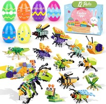 12 Pack Easter Eggs with Toys Easter Basket Stuffers Animal Building Blo... - £26.51 GBP