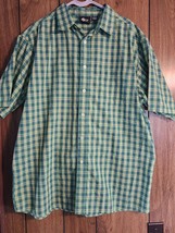 Street Culture Green/Yellow Plaid Men&#39;s Button Down XL Shirt - £8.64 GBP