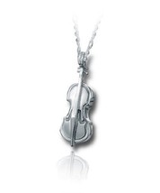 Sterling Silver Violin Funeral Cremation Urn Pendant for Ashes w/Chain - £233.34 GBP