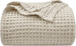 Phf Ultra Soft Waffle Weave Throw Blanket 50&quot;X 60&quot;- Washed, Light Khaki/Linen - £26.96 GBP