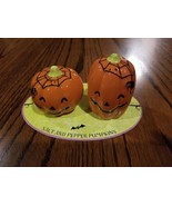 Halloween Spider Web Pumpkin Jack O Lantern Ceramic Salt &amp; Pepper Shaker... - $13.86