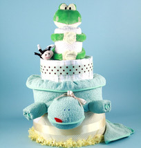 DELUXE FRIENDLY FROG DIAPER CAKE BABY GIFT - £146.98 GBP