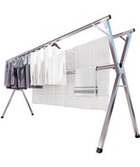 95 Inches Clothes Drying Rack Clothing Folding Indoor Outdoor, Heavy Dut... - £82.55 GBP
