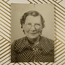Portrait of Old Lady 1930&#39;s Polkadot Dress Glasses VTG Photo Original OOAK B&amp;W - £7.35 GBP