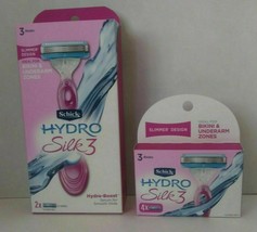 Schick Hydro Silk 3 Hydra Boost Razor &amp; 2 Blades +  4 Pk Razor Blade Refill - £13.30 GBP