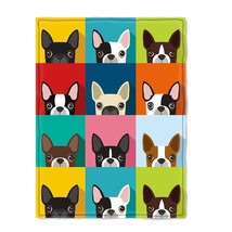 Boston Terrier Dog Print Soft Luxury Blanket Throw Lightweight Flannel Blankets  - $30.99