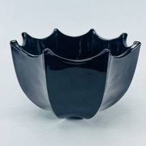 Black Amethyst Umbrella Shape Scalloped Edge Glass VTG Bowl Dish Art Ind... - $19.55