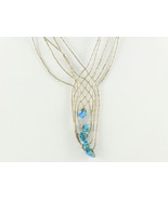 Liquid Silver and Turquoise Mesh NECKLACE - Sterling Silver 16 inches pl... - £35.88 GBP