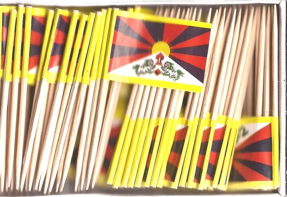One Box of 100 Tibet Toothpick Flags, 100 Small Mini International Flags - $7.90