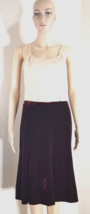 Eileen Fisher Deep Red Silk Rayon Blend Velvet Skirt Side Zip Womens Size Small - £28.47 GBP