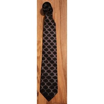 Kenneth Cole New York Men&#39;s Geometric Pattern Silk Tie Black Gray Necktie - $14.84