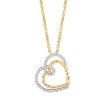 1/5 Carat Moissanite Love Double Heart Pendant Necklace for Women in 18k Yellow  - £44.70 GBP