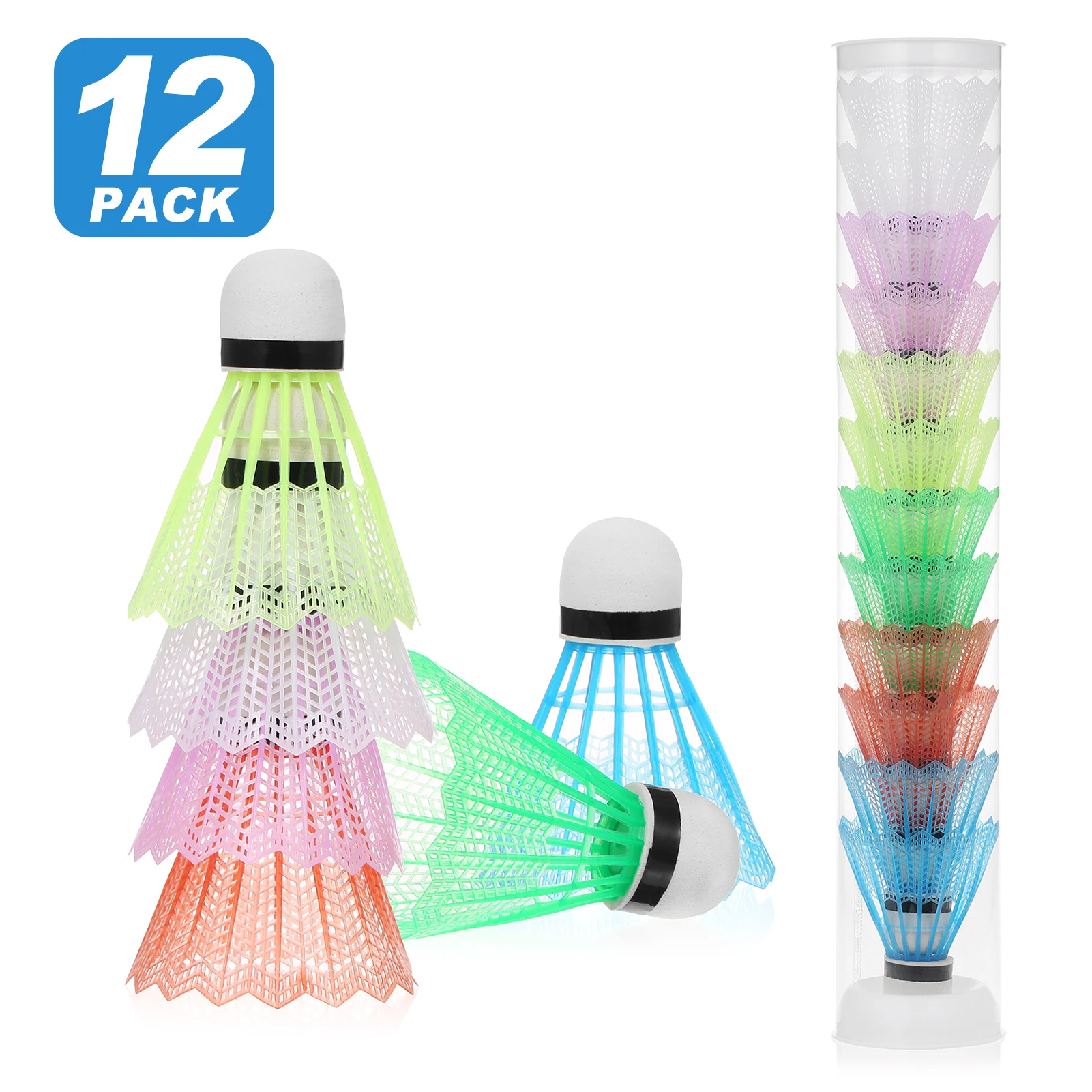 12Pcs Nylon Shuttleco Durable Plastic Badminton Shuttleco Indoor Outdoor  Badmin - £78.06 GBP