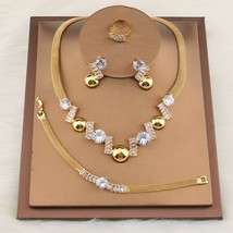 Fashion Women Dubai Weddings Jewelry Set Big Flower Cubic Zircon Necklace Dangle - £44.57 GBP