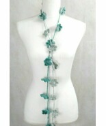 Lariat Flowers Handmade Necklace Crochet Knit Fashion Gift - $29.77 CAD