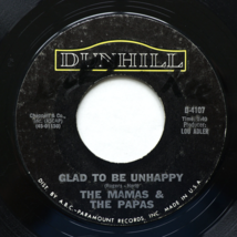 The Mamas &amp; The Papas – Glad To Be Unhappy / Hey Girl 45 rpm Vinyl 7&quot; Single #2 - $6.65