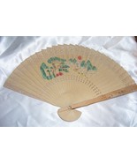Vintage Wooden Japan Hand fan In Box Glass Top - $62.27