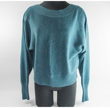 Re:sound Teal Blue Multi Woven Knit Open Back Dolman Long Sleeve Sweater... - $63.86