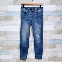 Judy Blue Mid Rise Distressed Crop Skinny Jeans Dark Wash Stretch Womens 28 - $49.49