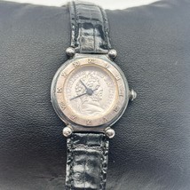 Vintage Carolee Antoninus Pius Black Leather Women’s Watch Working New B... - $20.37