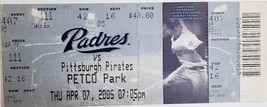 San Diego PADRES vs Pittsburgh PIRATES Petco Park Apr 07 2005 Ticket Stub - £3.88 GBP