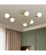 Modern 6 Glass Ball Light Sputnik Chandelier Brass Handcrafted Modern Light - $340.55 CAD