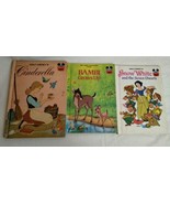 Lot of 3 Vintage Children&#39;s Books - Cinderella - Snow White - Bambi Grow... - £11.67 GBP