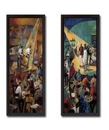 Framed Jazz Club &amp; Blue Jazz by Lourenco 2-pc Canvas Art Set 34 in x 15 ... - £193.34 GBP