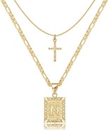 Gold Layered Initial (N) Cross Necklace - £25.52 GBP