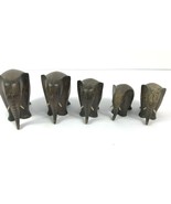 5 All Wood Elephant Sculpture Vtg Figurine Statue Hand Carved  - £39.43 GBP