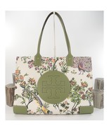 Tory Burch Ella Winter Sage Nylon Green Leather Large Tote Bag NWT - $291.56