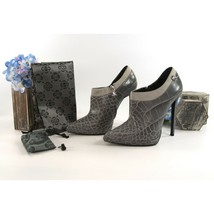 Philipp Plein Limited Edition Grey Reptilia Croc Leather Bootie Heels 39.5 NIB - £408.46 GBP