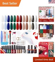 Quick-Dry 12-Color Christmas Gel Nail Kit with 72W UV Lamp - Non-toxic &amp;... - $60.00