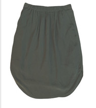 Madewell 100% Silk Island Olive Green Skirt Lines With Pockets Career Si... - £17.86 GBP