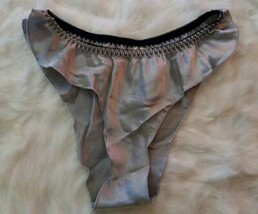 Vintage Glossy Solid Gray Panties Satin Flutter Size Small - $118.80