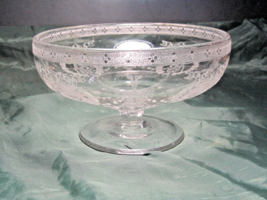 VINTAGE FOSTORIA? 7” CLEAR FLORAL &amp; LEAF ETCHED, FOOTED BOWL-EXCELLENT! - $34.65
