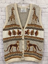 Vintage Marisa Christina Handknit Sweater Vest M Fall 90s Leopard Giraff... - £29.71 GBP