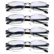 4 PK Mens Rectangular Rimless Blue Light Blocking Reading Glasses Unisex Readers - £7.98 GBP