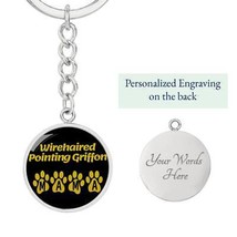 Wirehaired Pointing Griffon Mama Circle Keychain Stainless Steel or 18k Gold Do - £30.33 GBP+