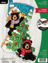 Bucilla Felt Stocking Applique Kit 18&quot; Long-Holiday Black Bears - $79.76