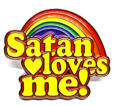 Satan Loves Me Pin Badge Enamel Rainbow Pop Art Style Pin Brooch Devil Pin Badge - £6.51 GBP