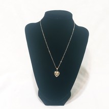 Heart Locket White Rhinestone Pendant Metal Chain  Necklace 19&quot; Silver Tone - $15.83