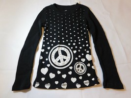 The Children&#39;s Place Girl&#39;s Long Sleeve T Shirt Black Peace Size S 5/6 NWT - £10.21 GBP