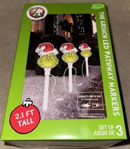 Dr Seuss The Grinch Stole Christmas Pathway Walkway LED Light Stakes Markers NEW - £31.45 GBP