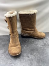 Ugg Australia Boots Women 6M Kona Shoes Brown Leather Shearling Winter Snow - $34.47