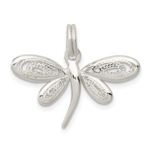 Sterling Silver Dragonfly Charm Pendant Insect Jewelry 21mm x 25mm - £17.59 GBP