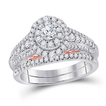 14kt Two-tone Gold Round Diamond Bridal Wedding Ring Set 1 Ctw (Certified) - £1,499.18 GBP
