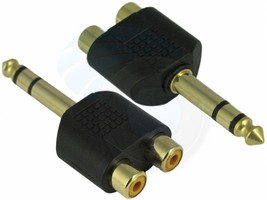 1/4" 6.35mm Audio Stereo Male Socket to 2 RCA Female Adapter Plug - $6.38