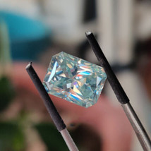 Off White Blue Radiant Loose Moissnaite Brilliant Cut Diamond For Ring E... - £17.68 GBP+